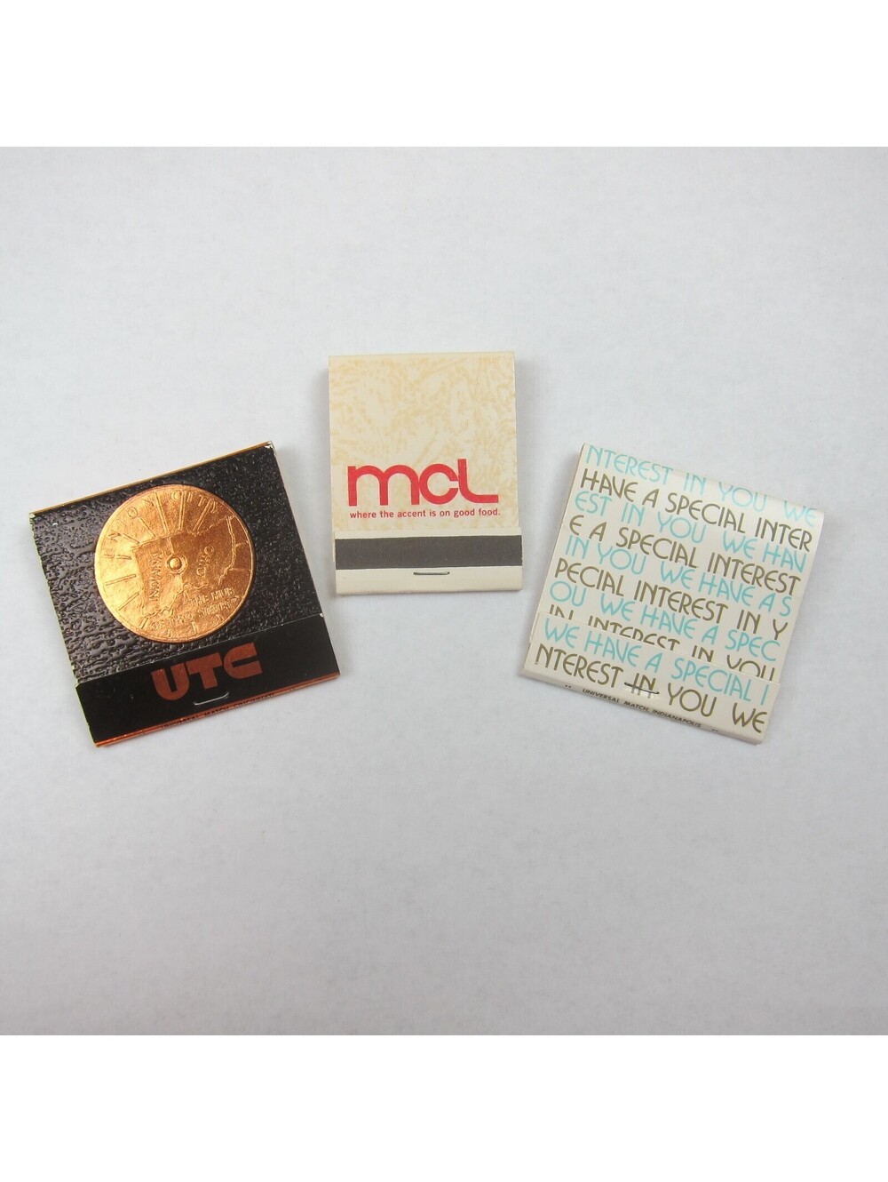 3 Matchbooks Indiana Union Trust Company MCL Cafeterias Merchants National Bank